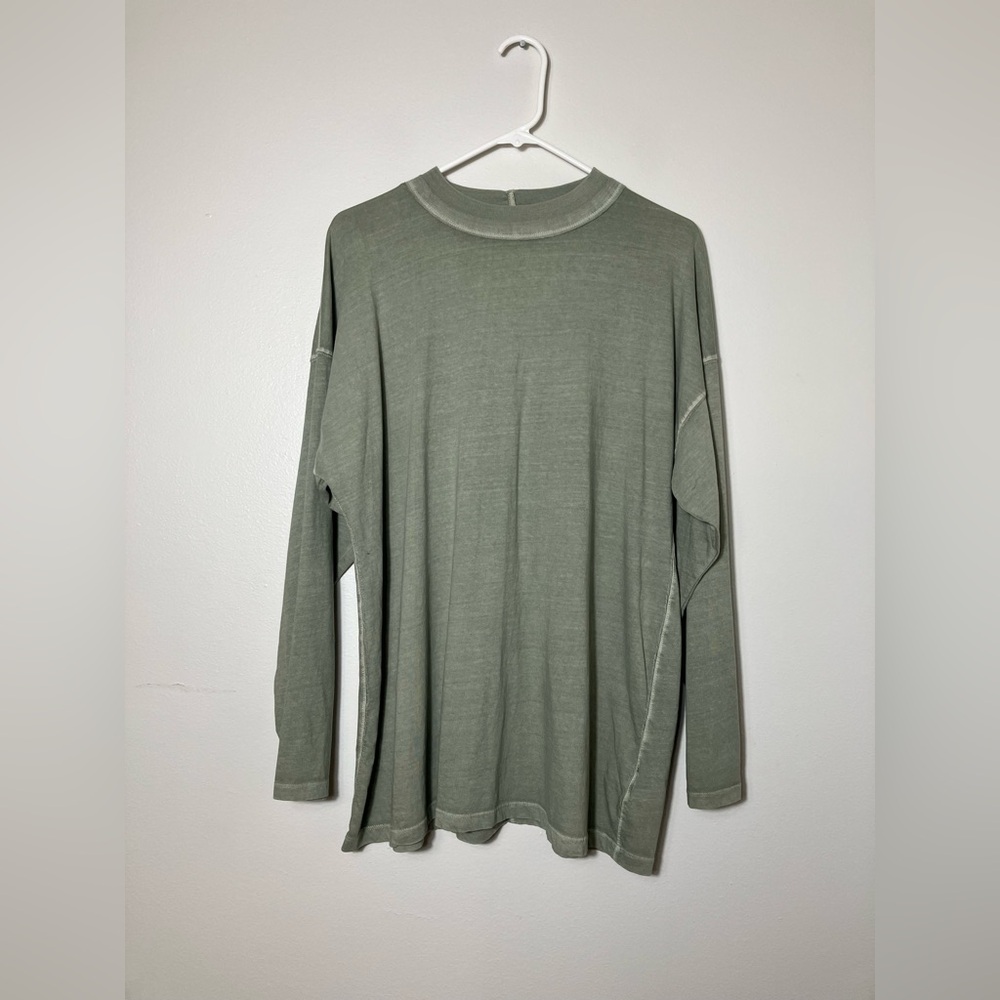 Free People Sage Green Long Sleeve Top